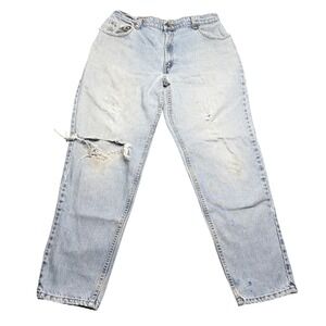 Vintage Levi's 551 Distressed Jeans Light Wash Relaxed Fit Tapered Leg sz 16 USA